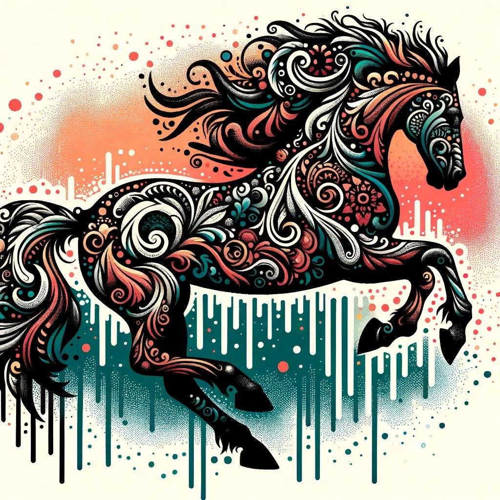 a horse, spray paint art